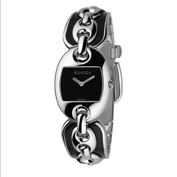 Gucci Maina Chain Black Dial Steel Women's Watch - Picture 2 of 8
